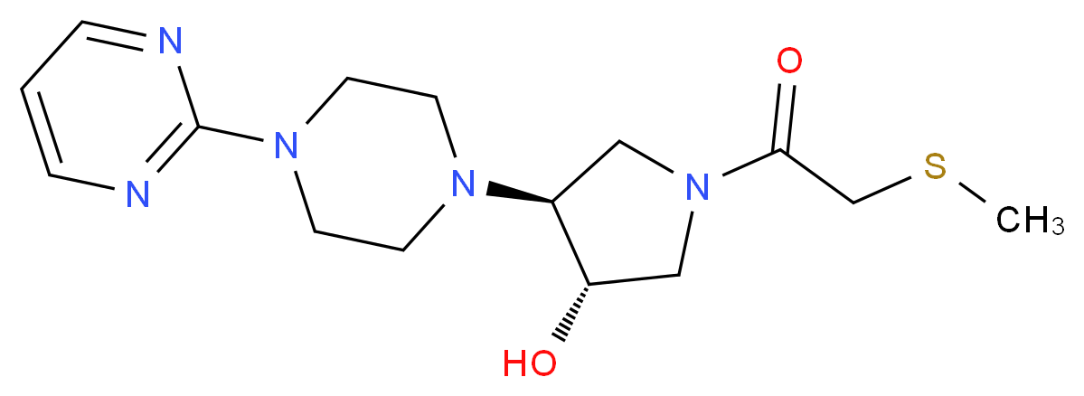 (3S*,4S*)-1-[(methylthio)acetyl]-4-[4-(2-pyrimidinyl)-1-piperazinyl]-3-pyrrolidinol_Molecular_structure_CAS_)