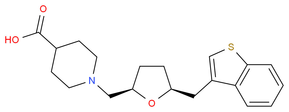 1-{[(2R*,5S*)-5-(1-benzothien-3-ylmethyl)tetrahydrofuran-2-yl]methyl}piperidine-4-carboxylic acid_Molecular_structure_CAS_)