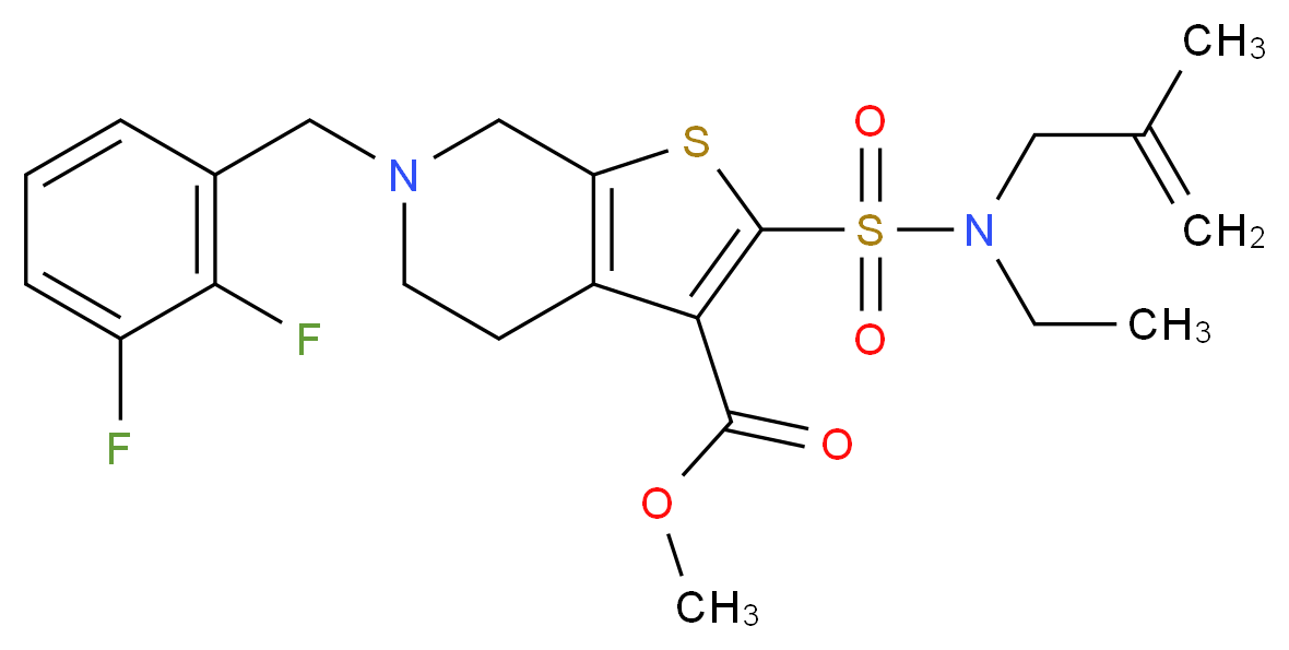 methyl 6-(2,3-difluorobenzyl)-2-{[ethyl(2-methyl-2-propen-1-yl)amino]sulfonyl}-4,5,6,7-tetrahydrothieno[2,3-c]pyridine-3-carboxylate_Molecular_structure_CAS_)
