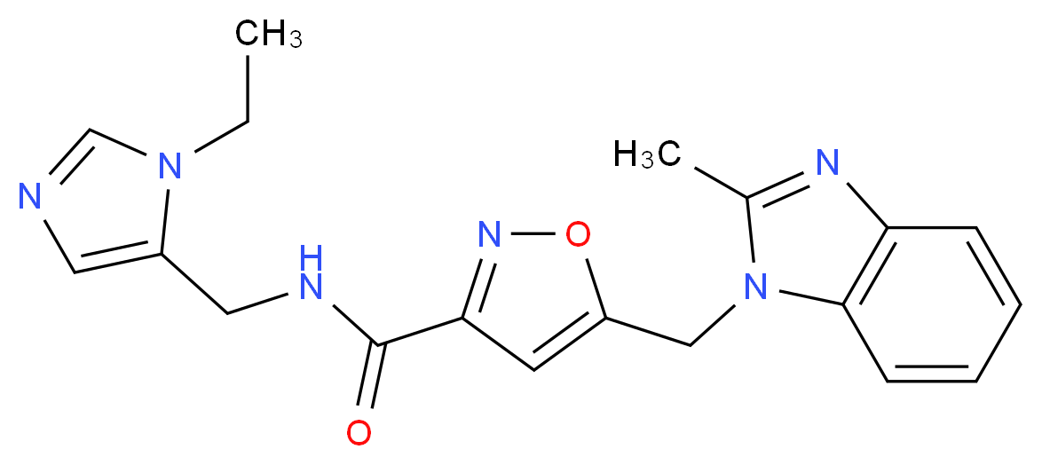 N-[(1-ethyl-1H-imidazol-5-yl)methyl]-5-[(2-methyl-1H-benzimidazol-1-yl)methyl]isoxazole-3-carboxamide_Molecular_structure_CAS_)