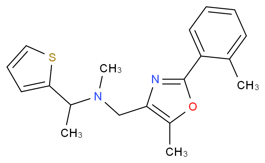 N-methyl-N-{[5-methyl-2-(2-methylphenyl)-1,3-oxazol-4-yl]methyl}-1-(2-thienyl)ethanamine_Molecular_structure_CAS_)