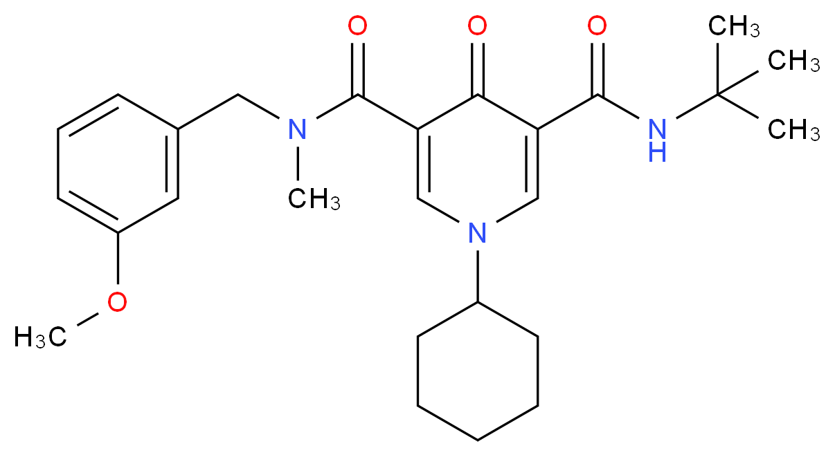 N'-(tert-butyl)-1-cyclohexyl-N-(3-methoxybenzyl)-N-methyl-4-oxo-1,4-dihydro-3,5-pyridinedicarboxamide_Molecular_structure_CAS_)