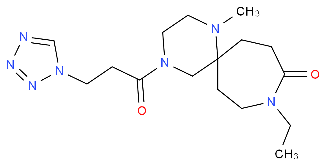 9-ethyl-1-methyl-4-[3-(1H-tetrazol-1-yl)propanoyl]-1,4,9-triazaspiro[5.6]dodecan-10-one_Molecular_structure_CAS_)
