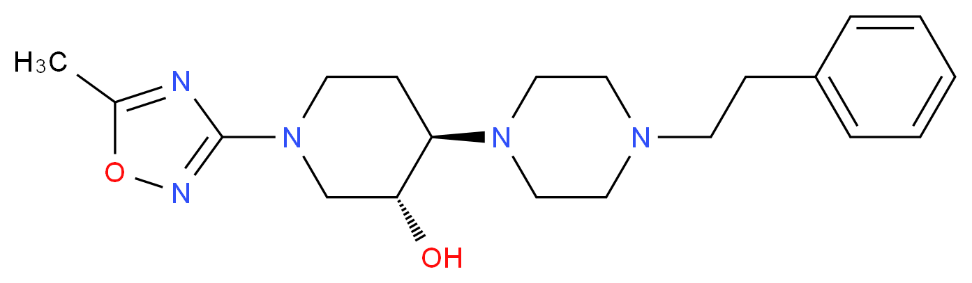 (3R*,4R*)-1-(5-methyl-1,2,4-oxadiazol-3-yl)-4-[4-(2-phenylethyl)-1-piperazinyl]-3-piperidinol_Molecular_structure_CAS_)