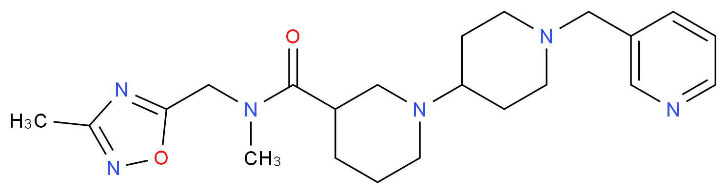 N-methyl-N-[(3-methyl-1,2,4-oxadiazol-5-yl)methyl]-1'-(pyridin-3-ylmethyl)-1,4'-bipiperidine-3-carboxamide_Molecular_structure_CAS_)
