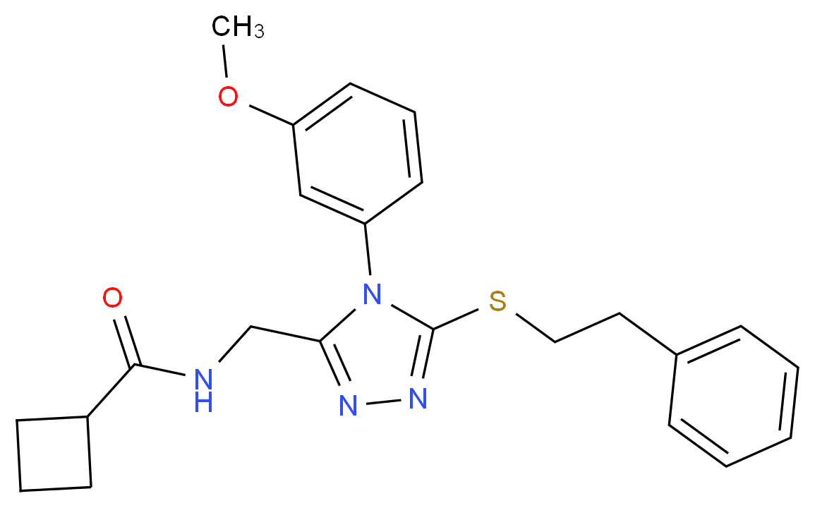 N-({4-(3-methoxyphenyl)-5-[(2-phenylethyl)thio]-4H-1,2,4-triazol-3-yl}methyl)cyclobutanecarboxamide_Molecular_structure_CAS_)