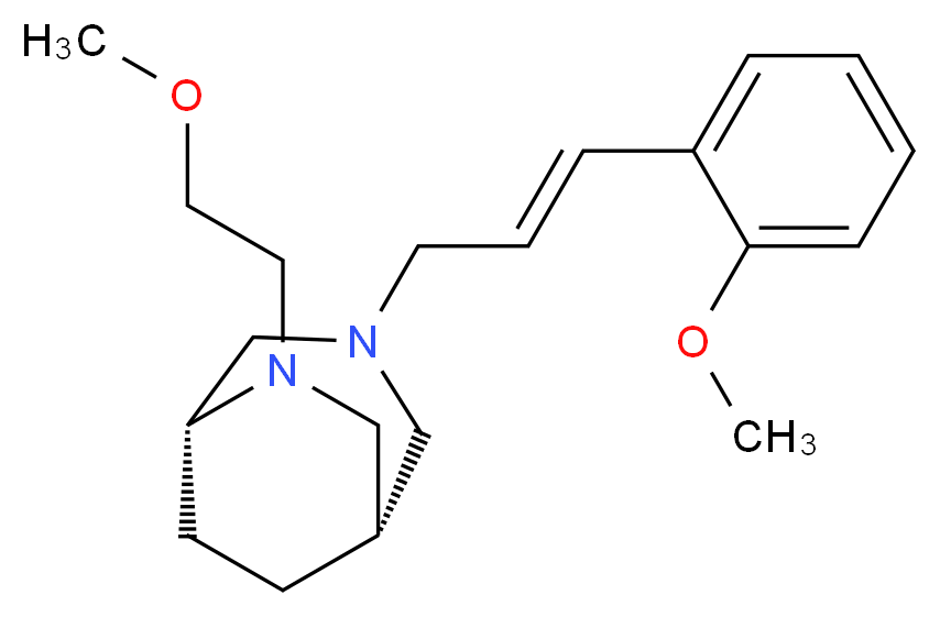 (1S*,5R*)-6-(2-methoxyethyl)-3-[(2E)-3-(2-methoxyphenyl)-2-propen-1-yl]-3,6-diazabicyclo[3.2.2]nonane_Molecular_structure_CAS_)