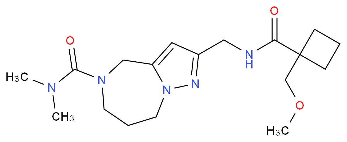 2-[({[1-(methoxymethyl)cyclobutyl]carbonyl}amino)methyl]-N,N-dimethyl-7,8-dihydro-4H-pyrazolo[1,5-a][1,4]diazepine-5(6H)-carboxamide_Molecular_structure_CAS_)
