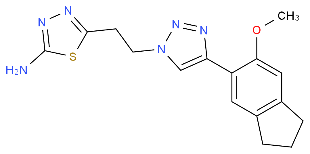 5-{2-[4-(6-methoxy-2,3-dihydro-1H-inden-5-yl)-1H-1,2,3-triazol-1-yl]ethyl}-1,3,4-thiadiazol-2-amine_Molecular_structure_CAS_)