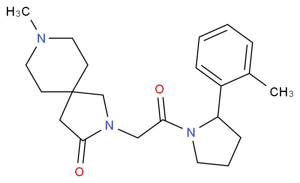 8-methyl-2-{2-[2-(2-methylphenyl)pyrrolidin-1-yl]-2-oxoethyl}-2,8-diazaspiro[4.5]decan-3-one_Molecular_structure_CAS_)