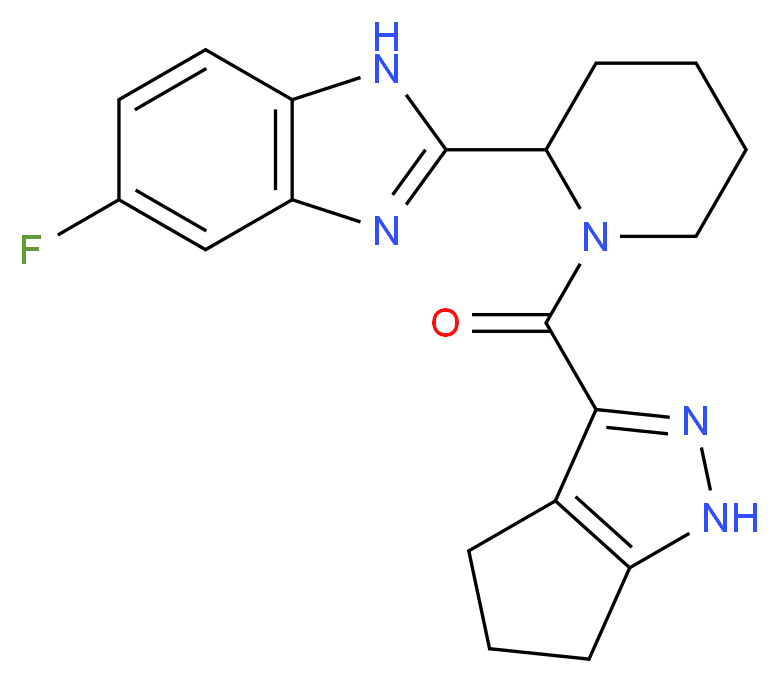 5-fluoro-2-[1-(1,4,5,6-tetrahydrocyclopenta[c]pyrazol-3-ylcarbonyl)-2-piperidinyl]-1H-benzimidazole_Molecular_structure_CAS_)