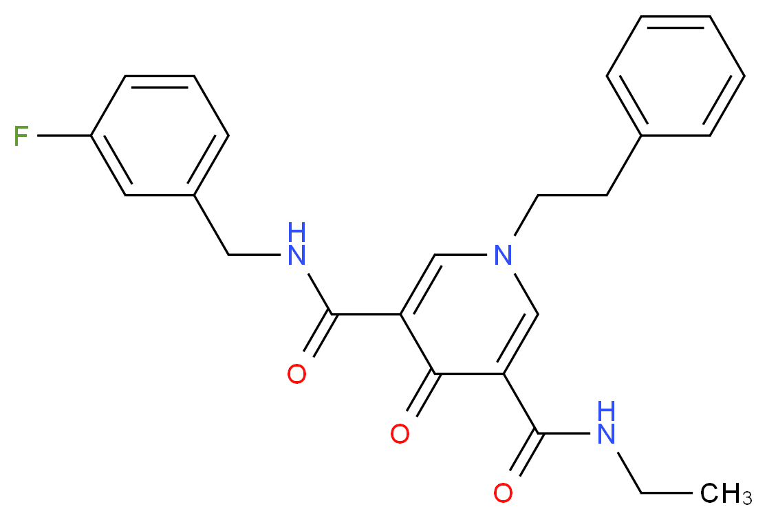N-ethyl-N'-(3-fluorobenzyl)-4-oxo-1-(2-phenylethyl)-1,4-dihydro-3,5-pyridinedicarboxamide_Molecular_structure_CAS_)