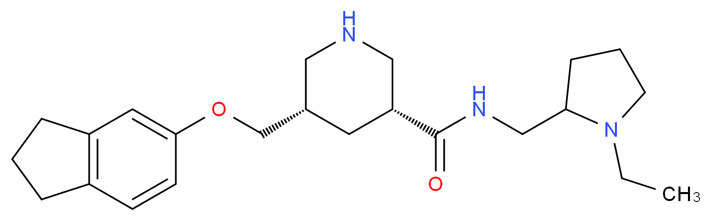(3R,5S)-5-[(2,3-dihydro-1H-inden-5-yloxy)methyl]-N-[(1-ethyl-2-pyrrolidinyl)methyl]-3-piperidinecarboxamide_Molecular_structure_CAS_)