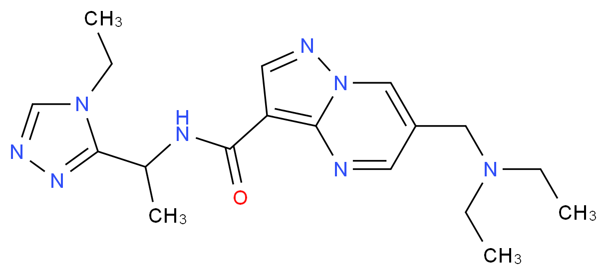 6-[(diethylamino)methyl]-N-[1-(4-ethyl-4H-1,2,4-triazol-3-yl)ethyl]pyrazolo[1,5-a]pyrimidine-3-carboxamide_Molecular_structure_CAS_)