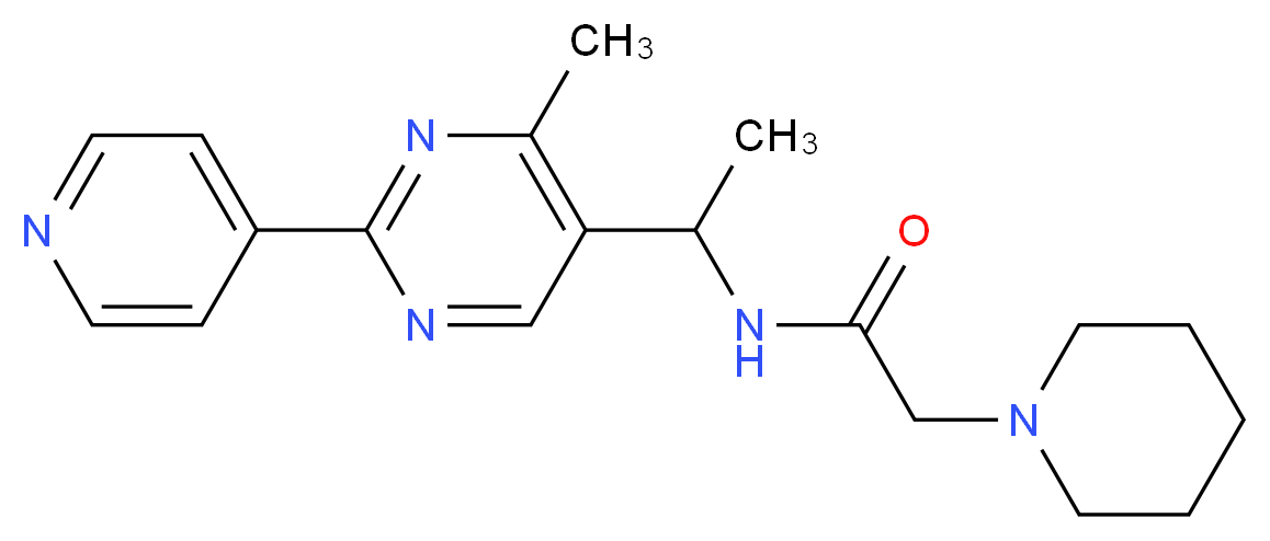 N-{1-[4-methyl-2-(4-pyridinyl)-5-pyrimidinyl]ethyl}-2-(1-piperidinyl)acetamide_Molecular_structure_CAS_)