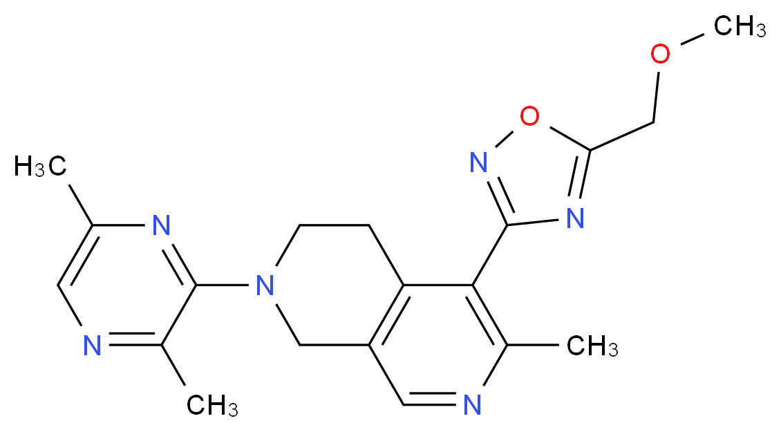 2-(3,6-dimethyl-2-pyrazinyl)-5-[5-(methoxymethyl)-1,2,4-oxadiazol-3-yl]-6-methyl-1,2,3,4-tetrahydro-2,7-naphthyridine_Molecular_structure_CAS_)