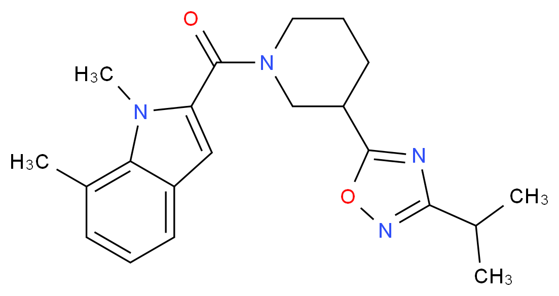 2-{[3-(3-isopropyl-1,2,4-oxadiazol-5-yl)-1-piperidinyl]carbonyl}-1,7-dimethyl-1H-indole_Molecular_structure_CAS_)
