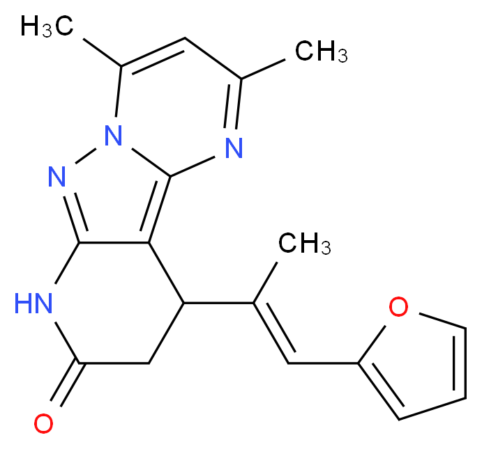 10-[(E)-2-(2-furyl)-1-methylvinyl]-2,4-dimethyl-9,10-dihydropyrido[2',3':3,4]pyrazolo[1,5-a]pyrimidin-8(7H)-one_Molecular_structure_CAS_)
