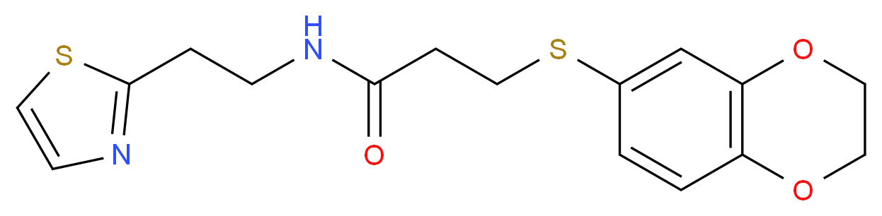 3-(2,3-dihydro-1,4-benzodioxin-6-ylthio)-N-[2-(1,3-thiazol-2-yl)ethyl]propanamide_Molecular_structure_CAS_)