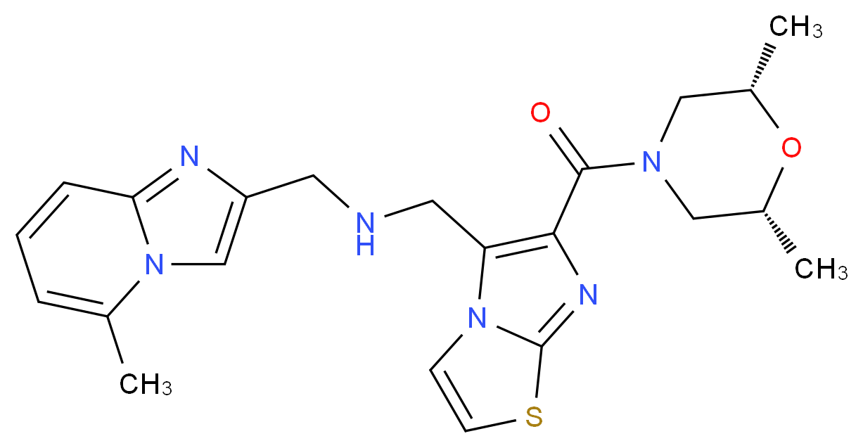 1-(6-{[(2R*,6S*)-2,6-dimethyl-4-morpholinyl]carbonyl}imidazo[2,1-b][1,3]thiazol-5-yl)-N-[(5-methylimidazo[1,2-a]pyridin-2-yl)methyl]methanamine_Molecular_structure_CAS_)