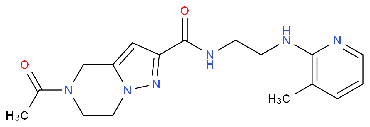 5-acetyl-N-{2-[(3-methylpyridin-2-yl)amino]ethyl}-4,5,6,7-tetrahydropyrazolo[1,5-a]pyrazine-2-carboxamide_Molecular_structure_CAS_)
