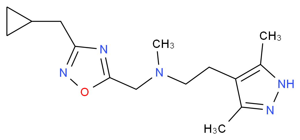 N-{[3-(cyclopropylmethyl)-1,2,4-oxadiazol-5-yl]methyl}-2-(3,5-dimethyl-1H-pyrazol-4-yl)-N-methylethanamine_Molecular_structure_CAS_)