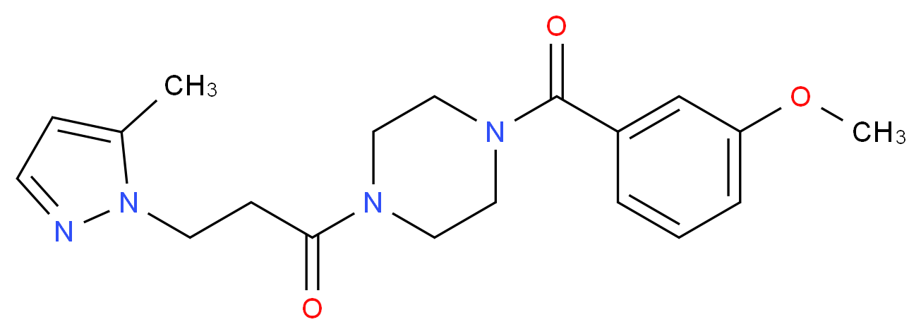 1-(3-methoxybenzoyl)-4-[3-(5-methyl-1H-pyrazol-1-yl)propanoyl]piperazine_Molecular_structure_CAS_)
