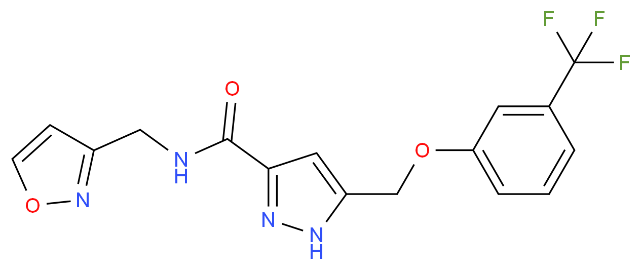 N-(3-isoxazolylmethyl)-5-{[3-(trifluoromethyl)phenoxy]methyl}-1H-pyrazole-3-carboxamide_Molecular_structure_CAS_)