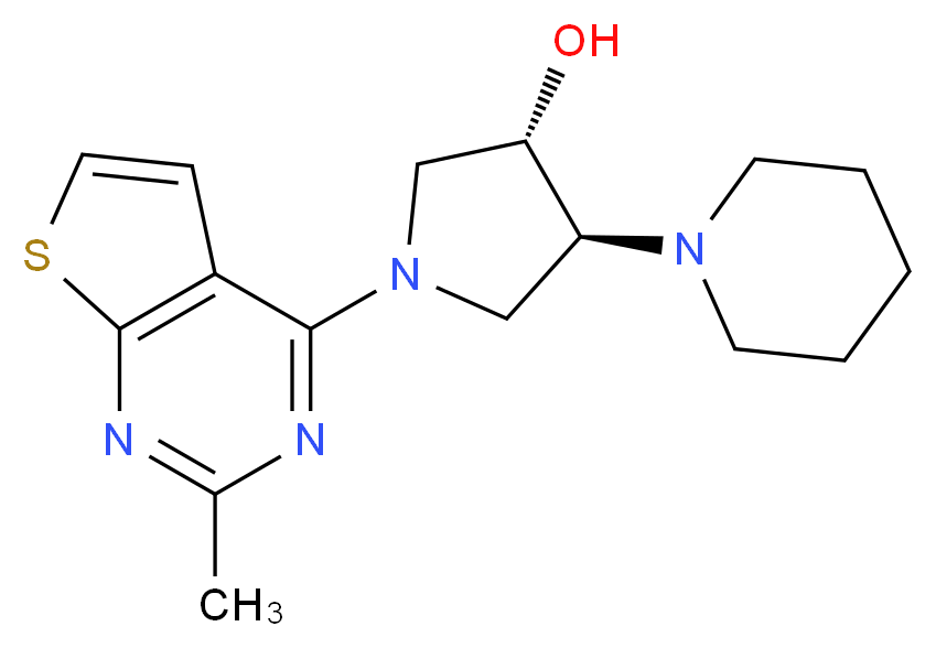 (3S*,4S*)-1-(2-methylthieno[2,3-d]pyrimidin-4-yl)-4-piperidin-1-ylpyrrolidin-3-ol_Molecular_structure_CAS_)