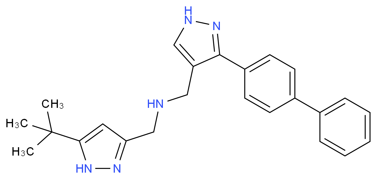 1-[3-(4-biphenylyl)-1H-pyrazol-4-yl]-N-[(5-tert-butyl-1H-pyrazol-3-yl)methyl]methanamine_Molecular_structure_CAS_)