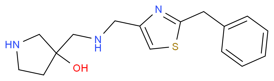 3-({[(2-benzyl-1,3-thiazol-4-yl)methyl]amino}methyl)pyrrolidin-3-ol_Molecular_structure_CAS_)