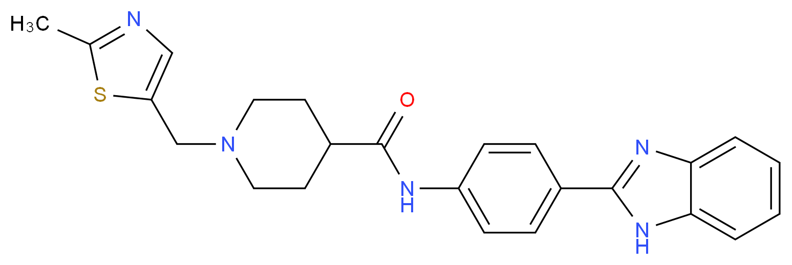 N-[4-(1H-benzimidazol-2-yl)phenyl]-1-[(2-methyl-1,3-thiazol-5-yl)methyl]-4-piperidinecarboxamide_Molecular_structure_CAS_)