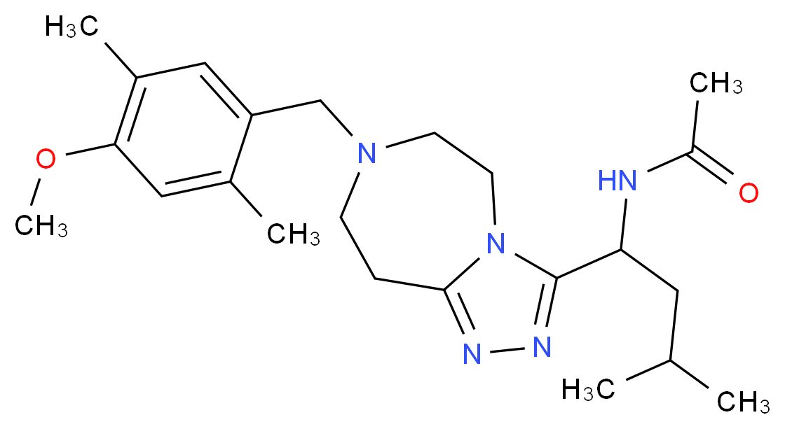 N-{1-[7-(4-methoxy-2,5-dimethylbenzyl)-6,7,8,9-tetrahydro-5H-[1,2,4]triazolo[4,3-d][1,4]diazepin-3-yl]-3-methylbutyl}acetamide_Molecular_structure_CAS_)