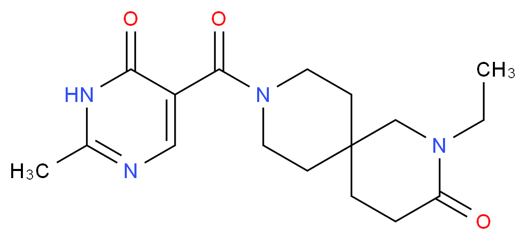 2-ethyl-9-[(2-methyl-6-oxo-1,6-dihydropyrimidin-5-yl)carbonyl]-2,9-diazaspiro[5.5]undecan-3-one_Molecular_structure_CAS_)