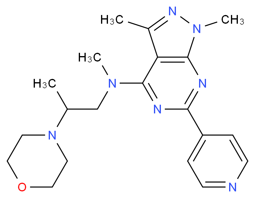 N,1,3-trimethyl-N-[2-(4-morpholinyl)propyl]-6-(4-pyridinyl)-1H-pyrazolo[3,4-d]pyrimidin-4-amine_Molecular_structure_CAS_)