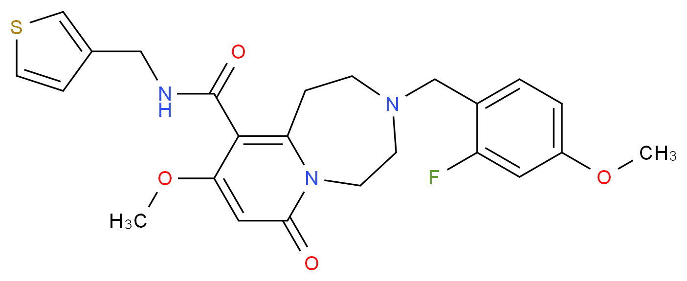 3-(2-fluoro-4-methoxybenzyl)-9-methoxy-7-oxo-N-(3-thienylmethyl)-1,2,3,4,5,7-hexahydropyrido[1,2-d][1,4]diazepine-10-carboxamide_Molecular_structure_CAS_)