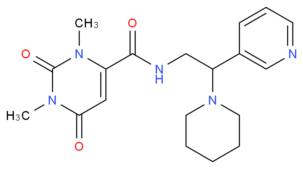 1,3-dimethyl-2,6-dioxo-N-(2-piperidin-1-yl-2-pyridin-3-ylethyl)-1,2,3,6-tetrahydropyrimidine-4-carboxamide_Molecular_structure_CAS_)