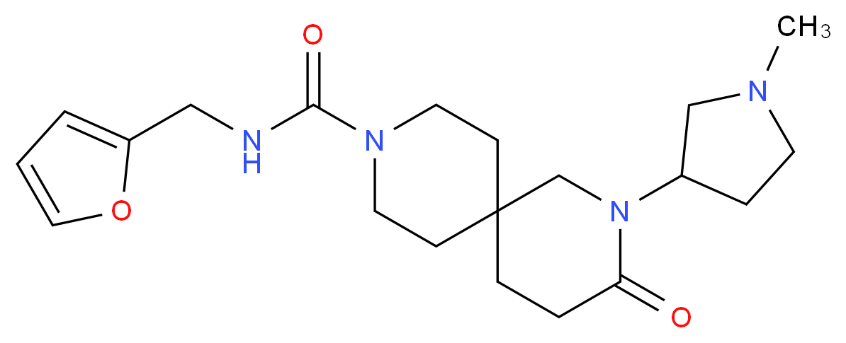 N-(2-furylmethyl)-2-(1-methylpyrrolidin-3-yl)-3-oxo-2,9-diazaspiro[5.5]undecane-9-carboxamide_Molecular_structure_CAS_)