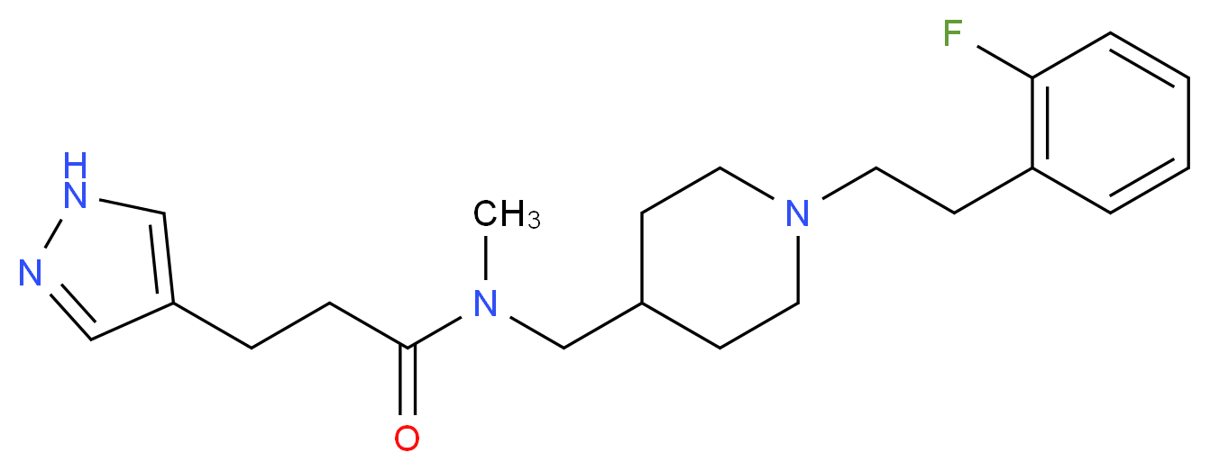 N-({1-[2-(2-fluorophenyl)ethyl]-4-piperidinyl}methyl)-N-methyl-3-(1H-pyrazol-4-yl)propanamide_Molecular_structure_CAS_)
