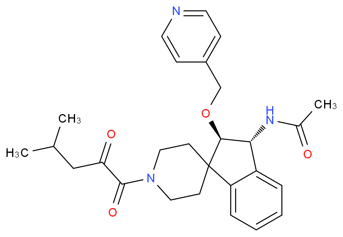 N-[(2R*,3R*)-1'-(4-methyl-2-oxopentanoyl)-2-(4-pyridinylmethoxy)-2,3-dihydrospiro[indene-1,4'-piperidin]-3-yl]acetamide_Molecular_structure_CAS_)