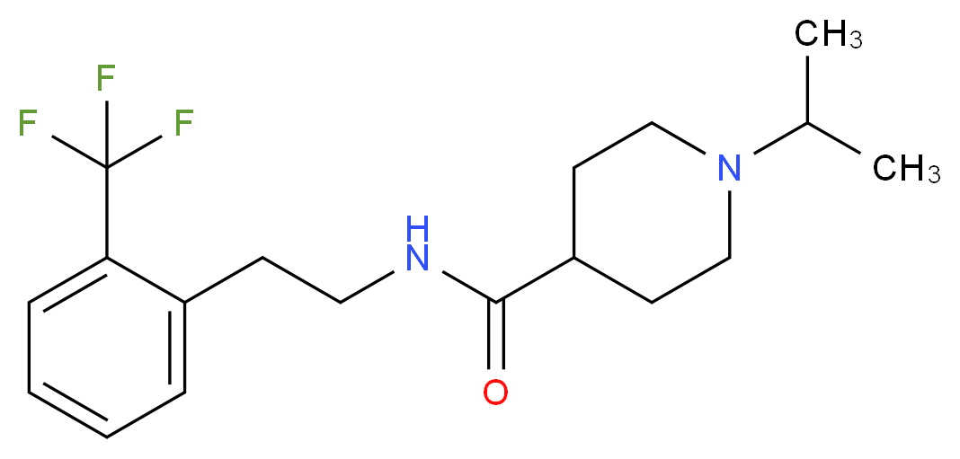 1-isopropyl-N-{2-[2-(trifluoromethyl)phenyl]ethyl}-4-piperidinecarboxamide_Molecular_structure_CAS_)