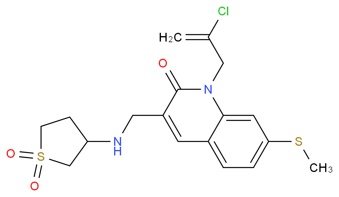 1-(2-chloro-2-propen-1-yl)-3-{[(1,1-dioxidotetrahydro-3-thienyl)amino]methyl}-7-(methylthio)-2(1H)-quinolinone_Molecular_structure_CAS_)