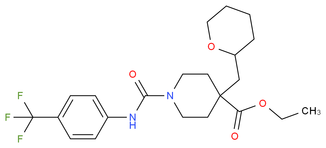 ethyl 4-(tetrahydro-2H-pyran-2-ylmethyl)-1-({[4-(trifluoromethyl)phenyl]amino}carbonyl)-4-piperidinecarboxylate_Molecular_structure_CAS_)