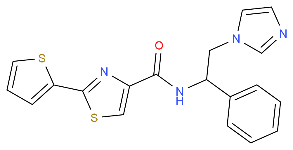 N-[2-(1H-imidazol-1-yl)-1-phenylethyl]-2-(2-thienyl)-1,3-thiazole-4-carboxamide_Molecular_structure_CAS_)
