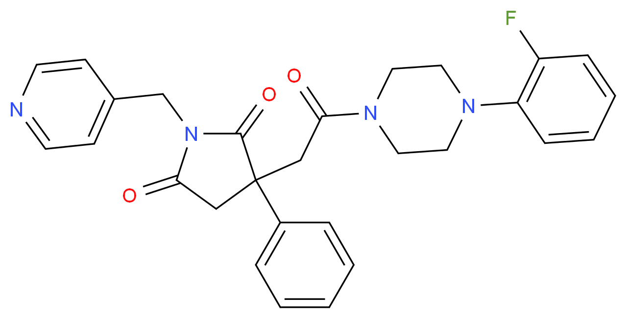 3-{2-[4-(2-fluorophenyl)-1-piperazinyl]-2-oxoethyl}-3-phenyl-1-(4-pyridinylmethyl)-2,5-pyrrolidinedione_Molecular_structure_CAS_)