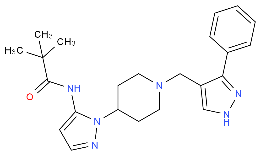 2,2-dimethyl-N-(1-{1-[(3-phenyl-1H-pyrazol-4-yl)methyl]-4-piperidinyl}-1H-pyrazol-5-yl)propanamide_Molecular_structure_CAS_)
