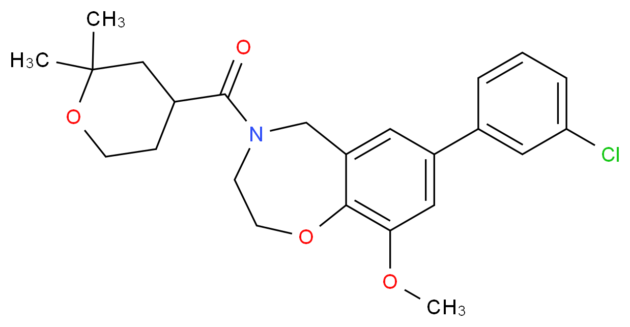 7-(3-chlorophenyl)-4-[(2,2-dimethyltetrahydro-2H-pyran-4-yl)carbonyl]-9-methoxy-2,3,4,5-tetrahydro-1,4-benzoxazepine_Molecular_structure_CAS_)