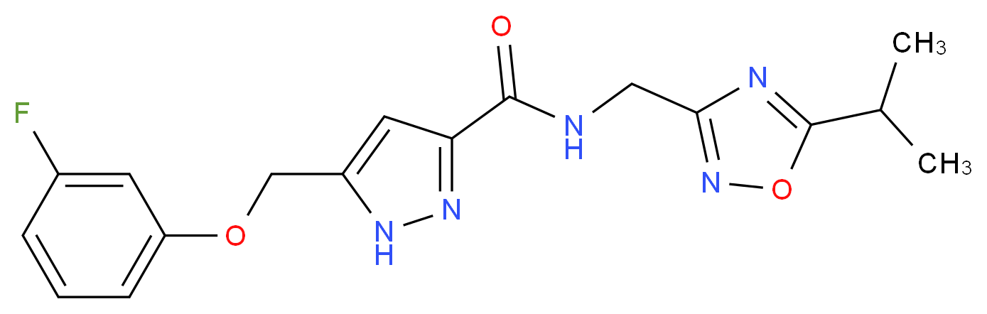 5-[(3-fluorophenoxy)methyl]-N-[(5-isopropyl-1,2,4-oxadiazol-3-yl)methyl]-1H-pyrazole-3-carboxamide_Molecular_structure_CAS_)
