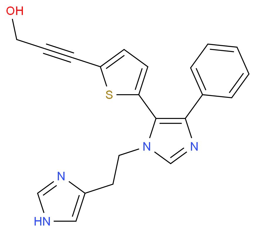 3-(5-{1-[2-(1H-imidazol-4-yl)ethyl]-4-phenyl-1H-imidazol-5-yl}-2-thienyl)prop-2-yn-1-ol_Molecular_structure_CAS_)
