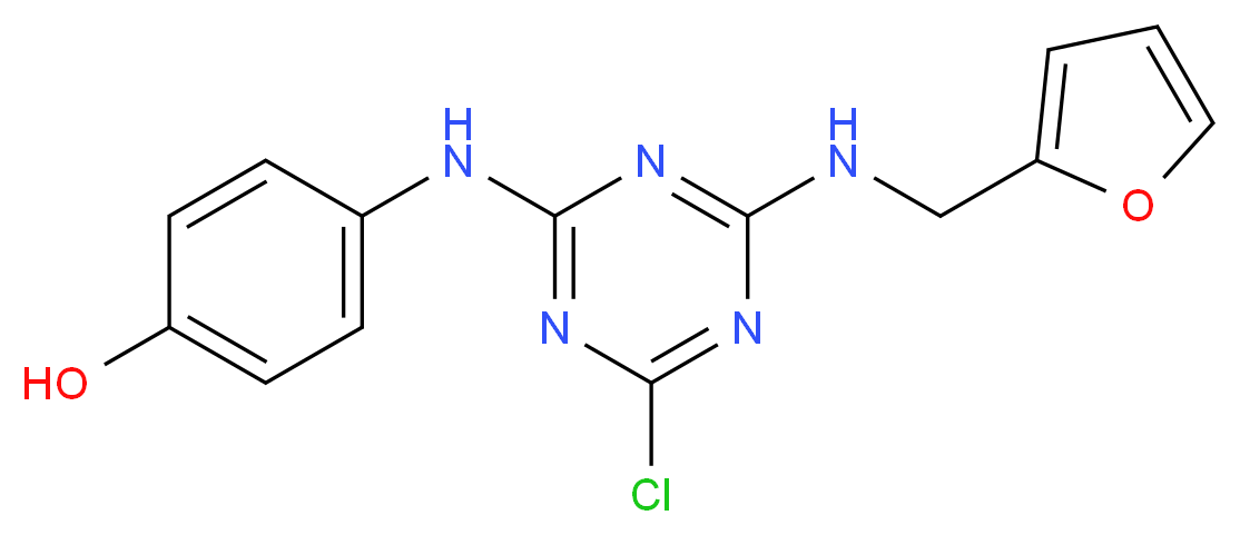 4-{4-Chloro-6-[(furan-2-ylmethyl)-amino]-[1,3,5]-triazin-2-ylamino}-phenol_Molecular_structure_CAS_)
